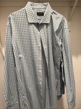 Esquire Men’s Light Gray Gingham Button-Down Shirt Slim Fit